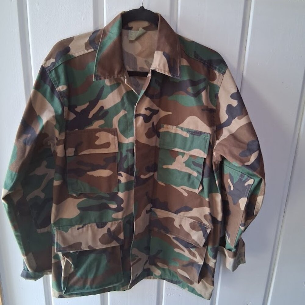 Army Woodland Camoflauge Unisex Shirt Jacket Sz S